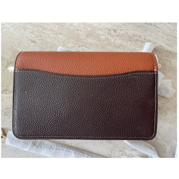 Coach Tabby Crossbody Strap B4 Dark Brown Teak Leather Snap Gold Handbag Bag New - Picture 3 of 6